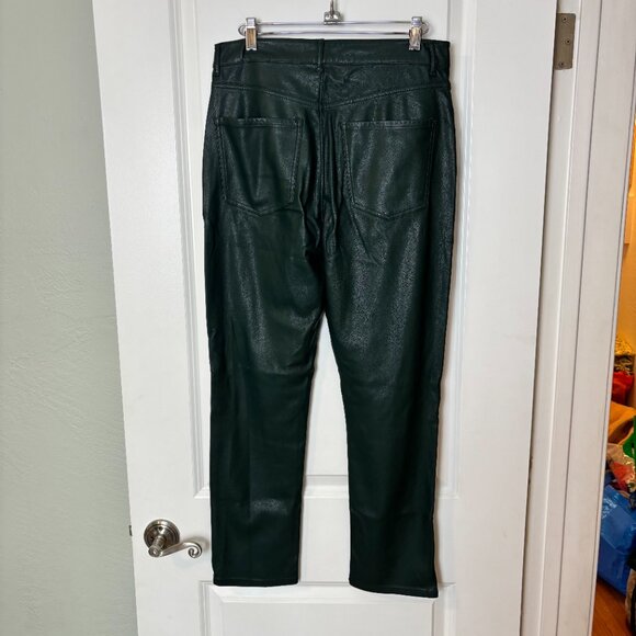 Express Faux Leather Pants Forest Green Slim Fit High Rise Size 8 - Picture 4 of 7